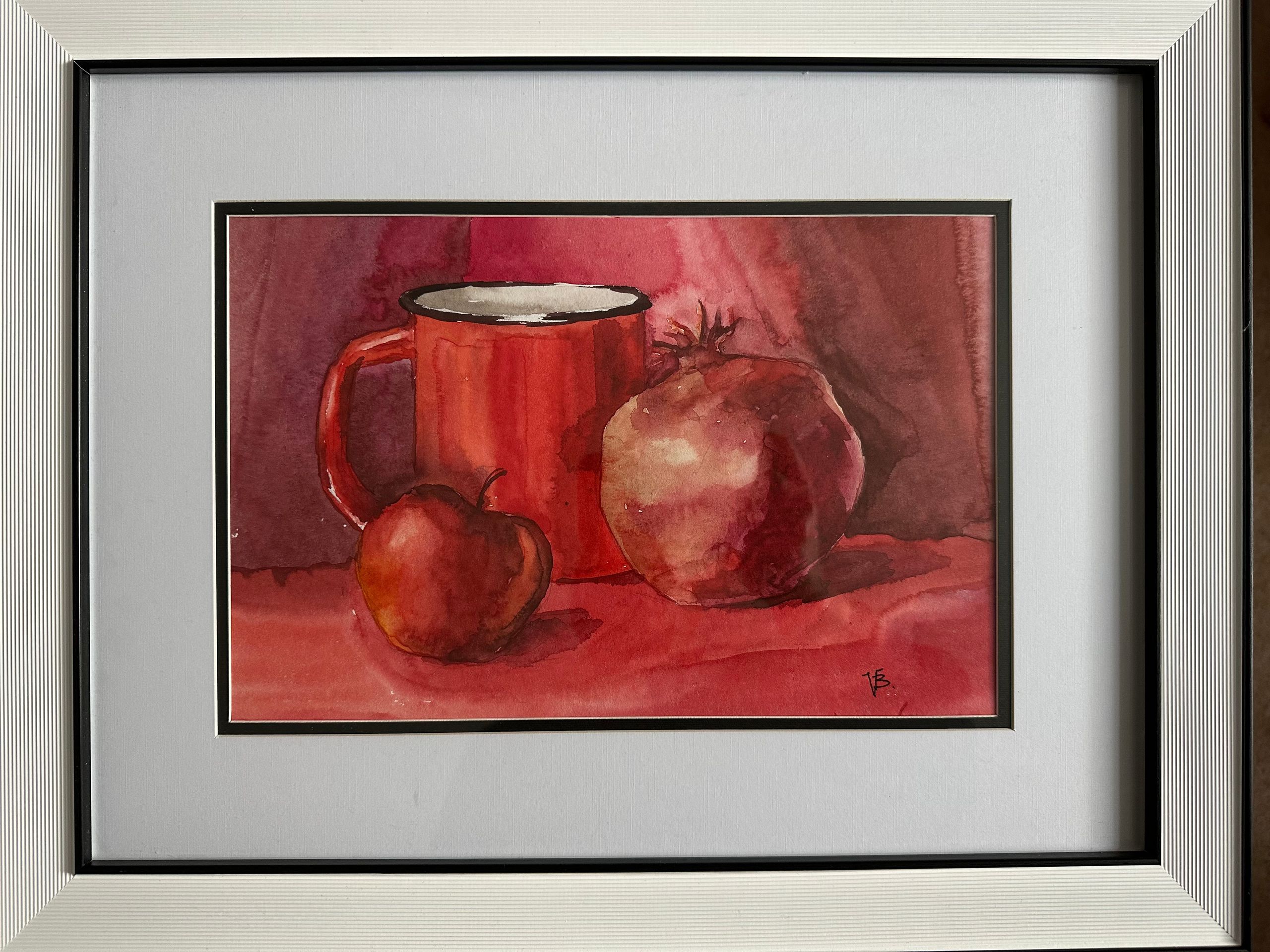 "Pomegranates II" — watercolour painting of pomegranates. Ukrainian artist Viktoriia Bezugla