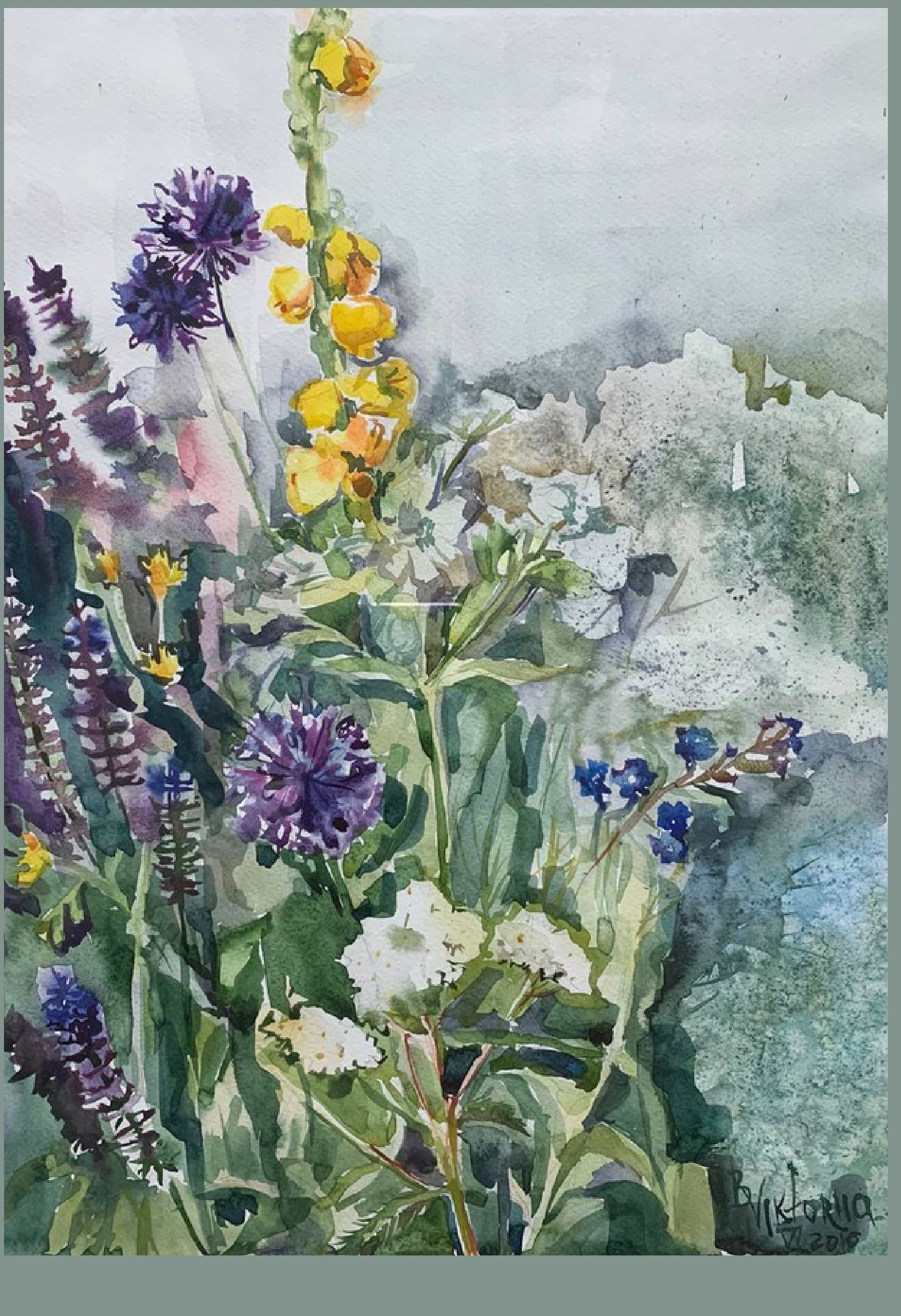 "Flowers, My Inspiration" — floral watercolour painting. Ukrainian artist Viktoriia Bezugla