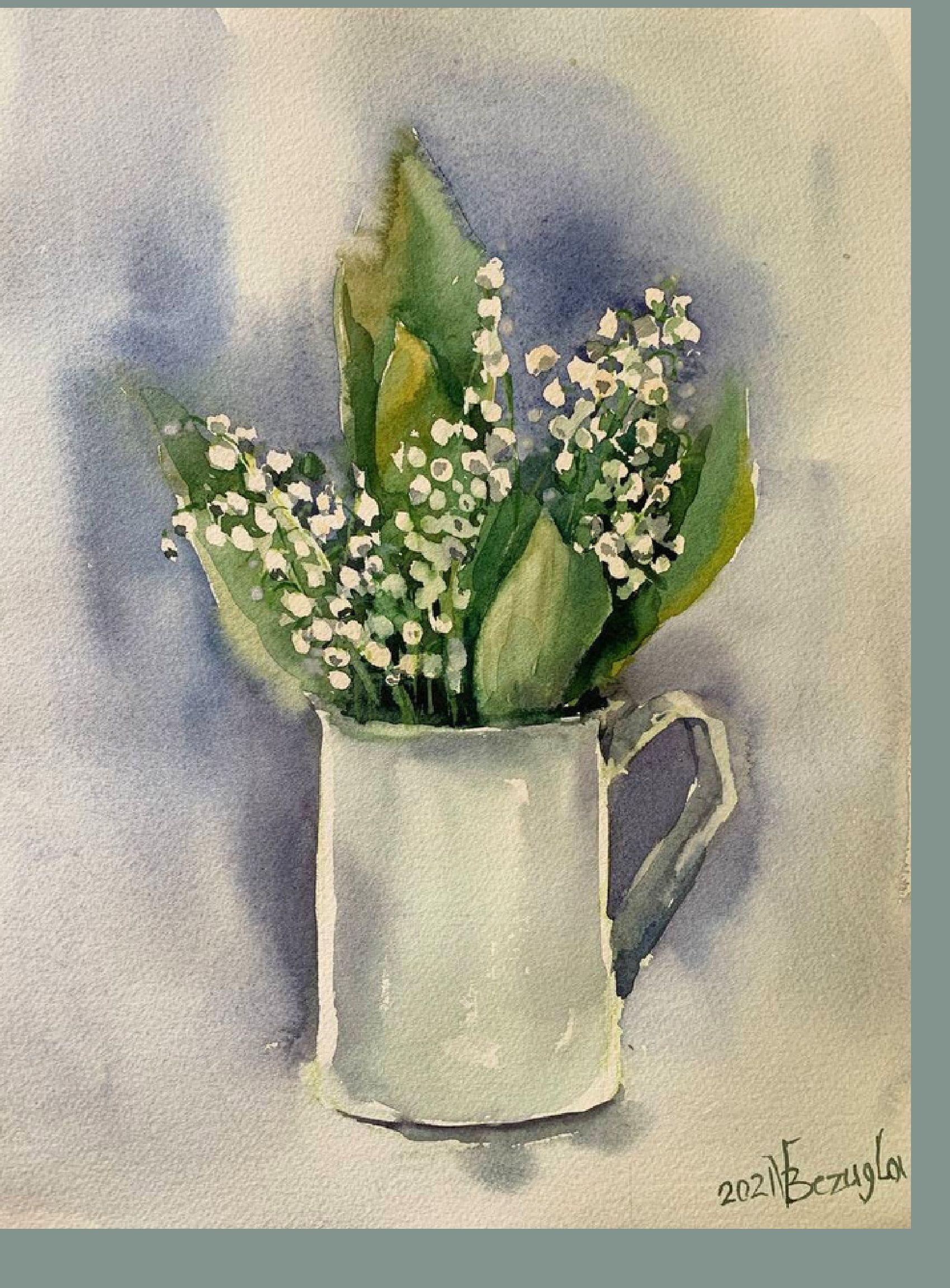 "Flowers, My Inspiration II" — floral watercolour painting. Ukrainian artist Viktoriia Bezugla