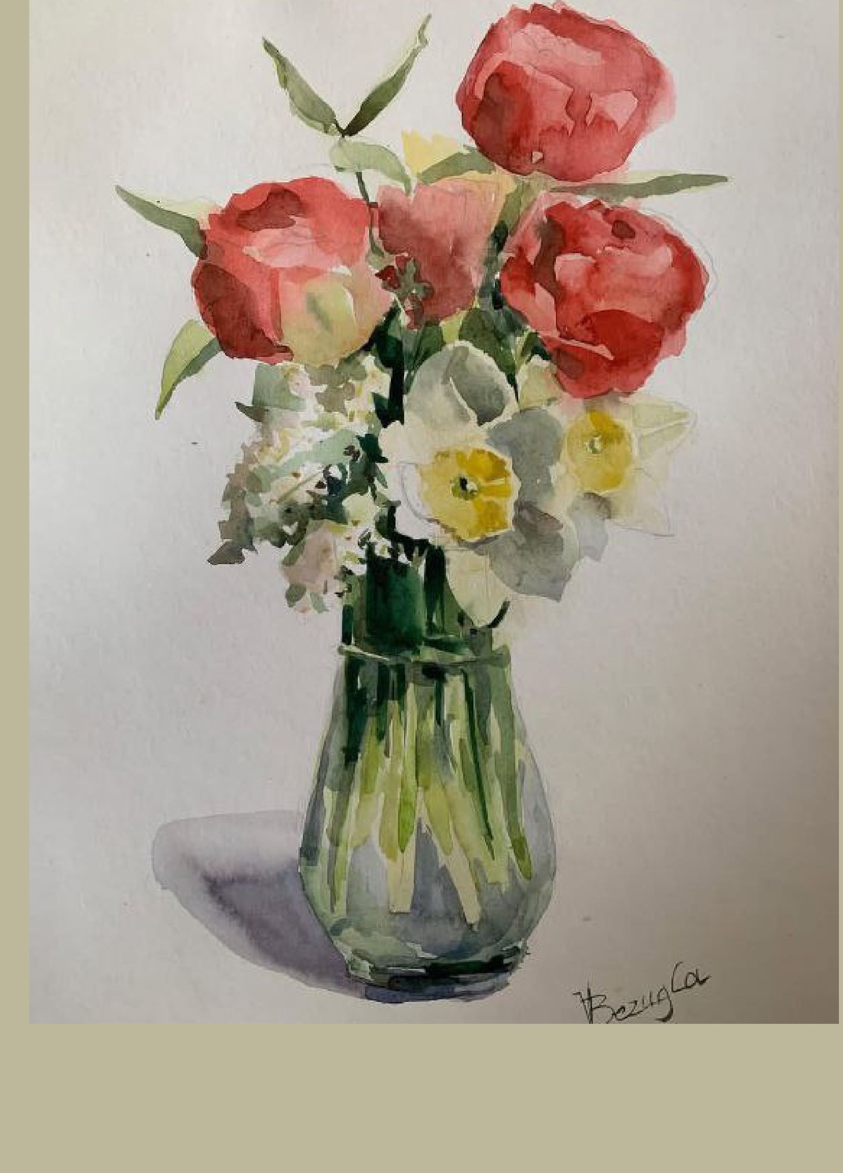 "Flowers, My Inspiration VI" — floral watercolour painting. Ukrainian artist Viktoriia Bezugla