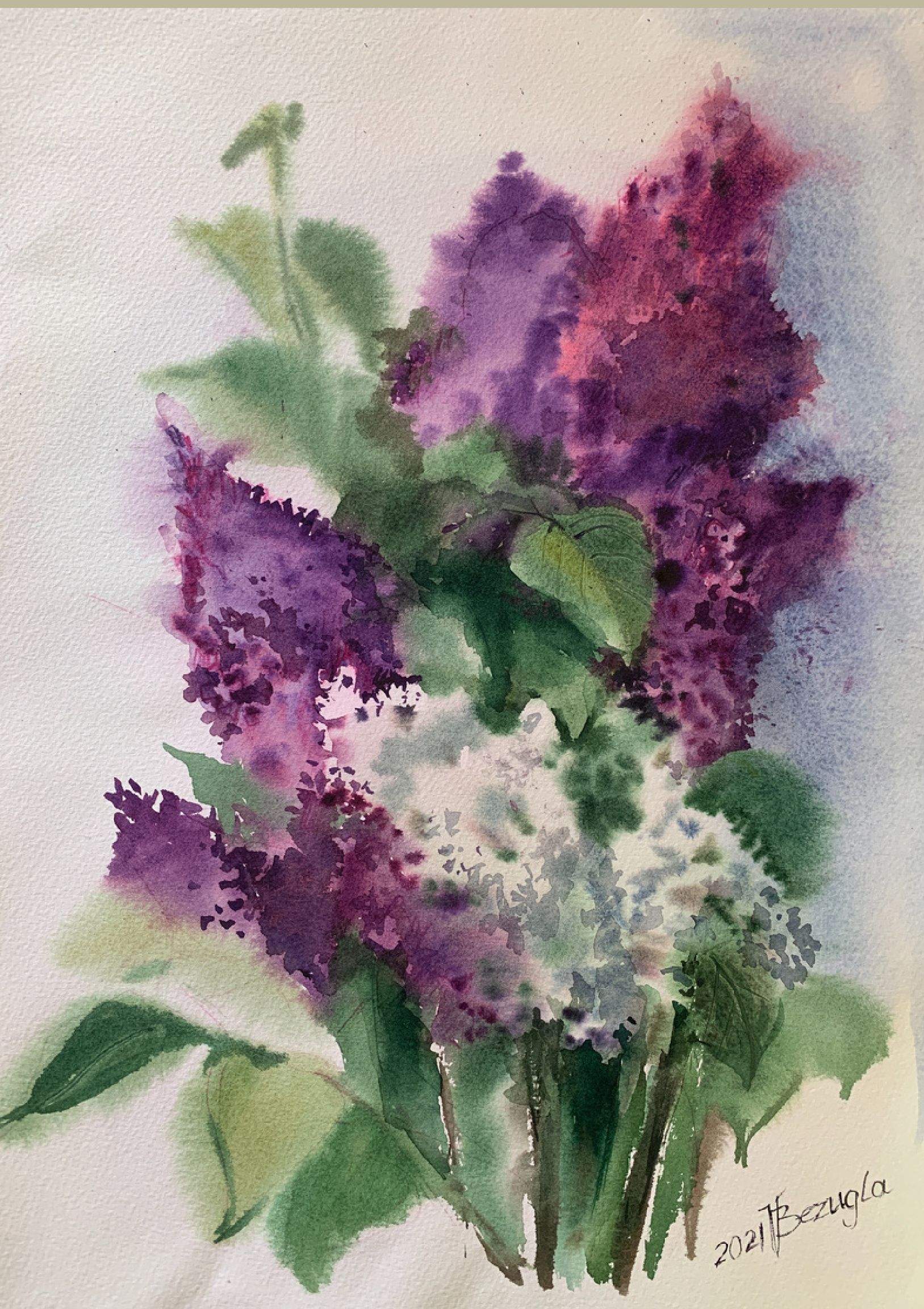"Flowers, My Inspiration VII" — floral watercolour painting. Ukrainian artist Viktoriia Bezugla