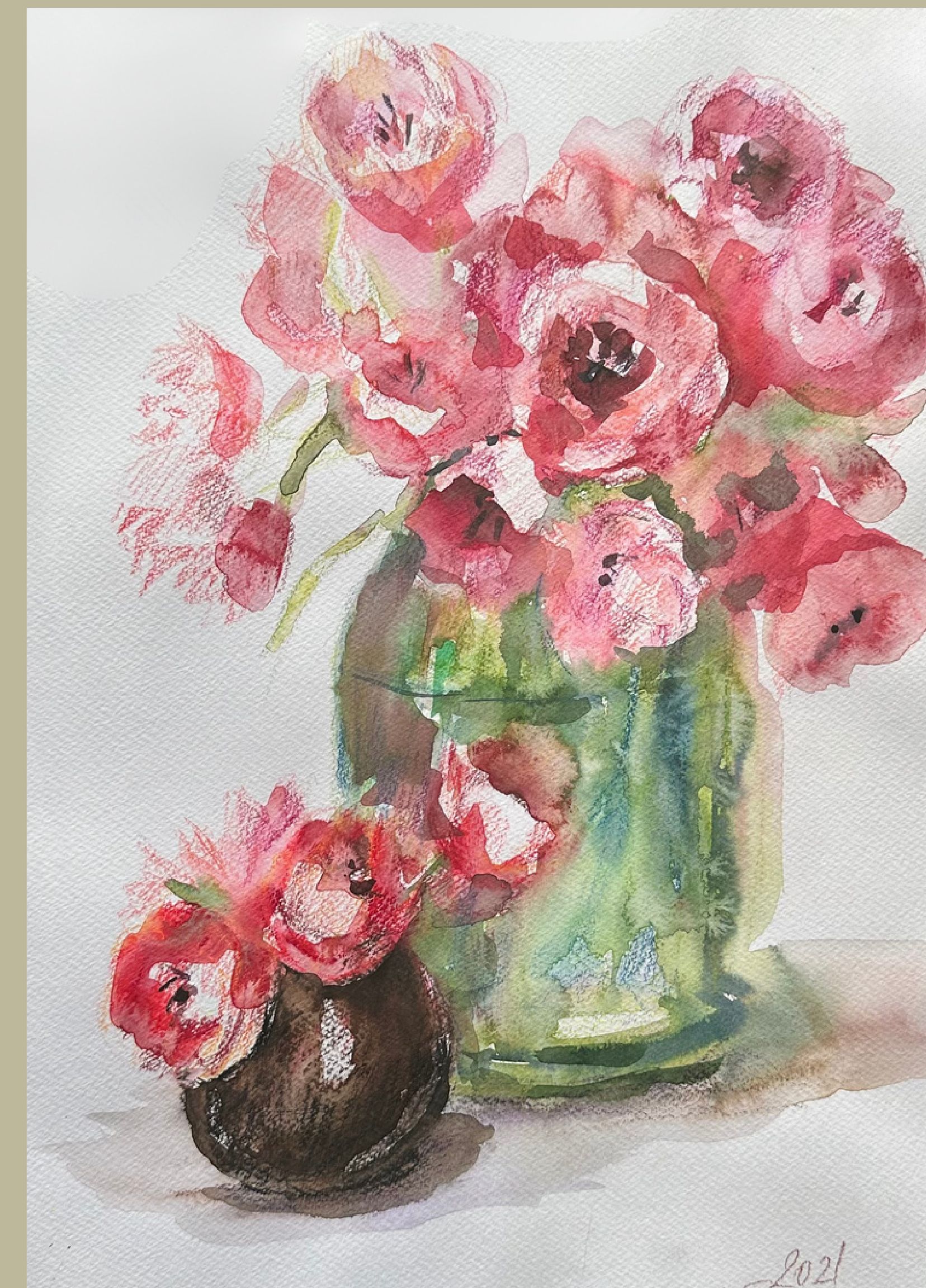 "Flowers, My Inspiration IX" — floral watercolour painting. Ukrainian artist Viktoriia Bezugla