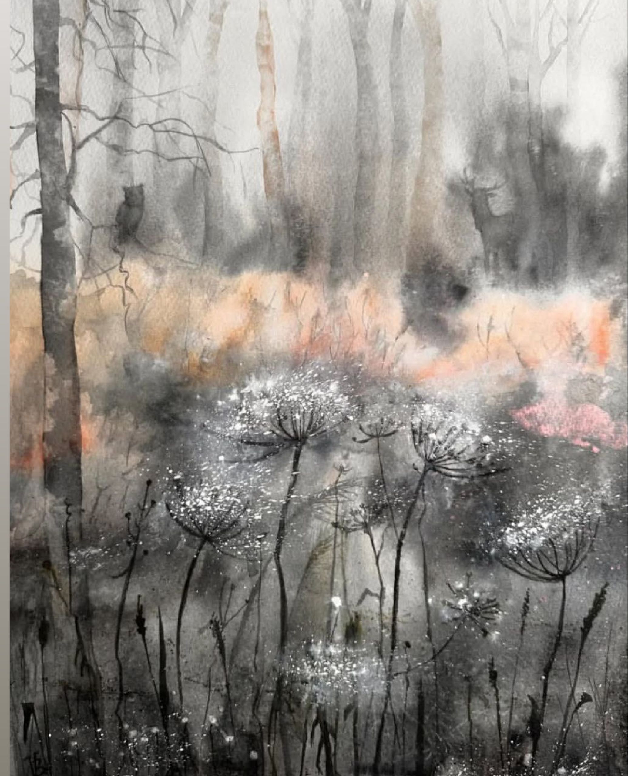 "The Meeting" — figurative watercolour painting, 39×29 cm. Ukrainian artist Viktoriia Bezugla