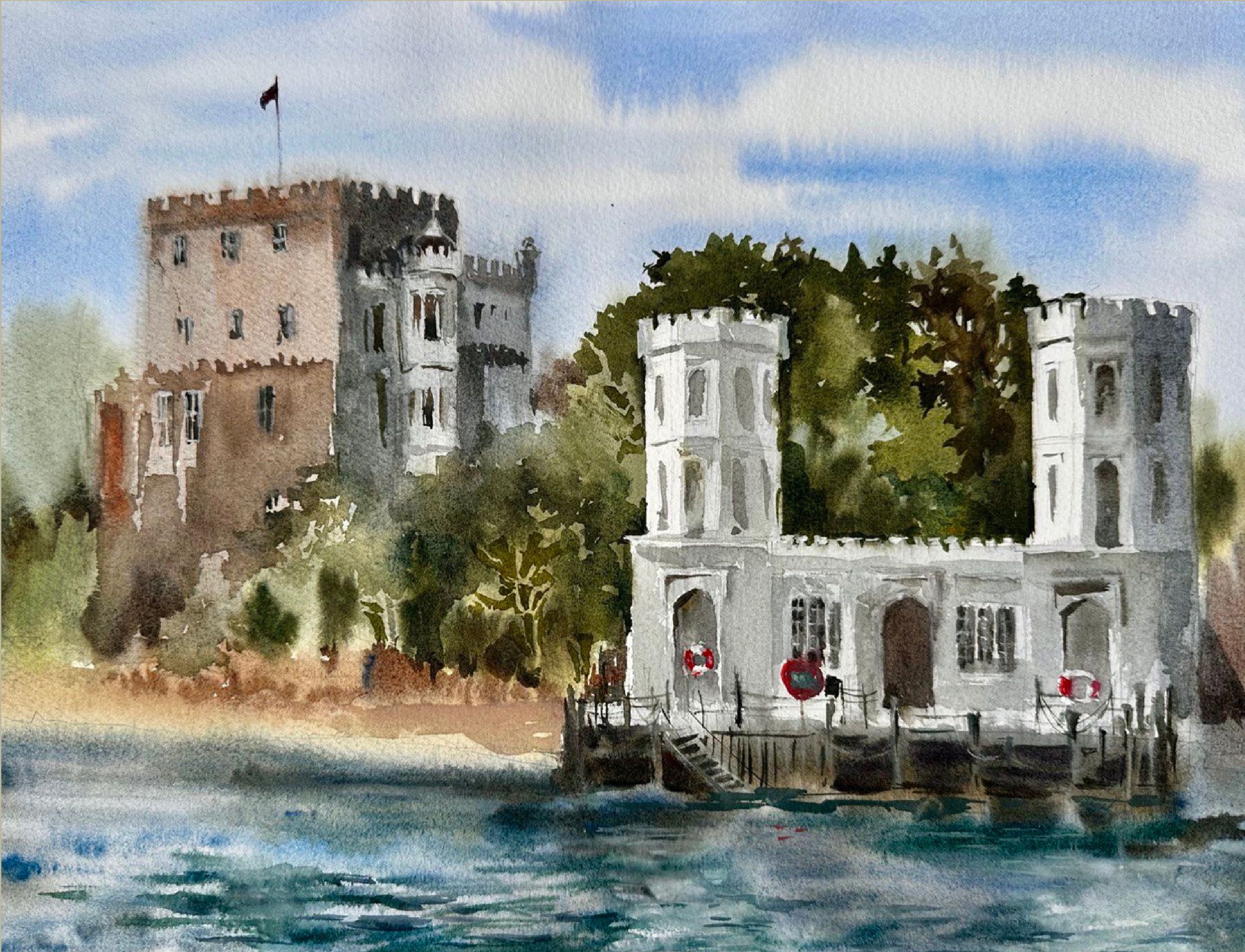 "Brownsea Castle" — watercolour painting of Brownsea Castle, 29×42 cm. Ukrainian artist Viktoriia Bezugla