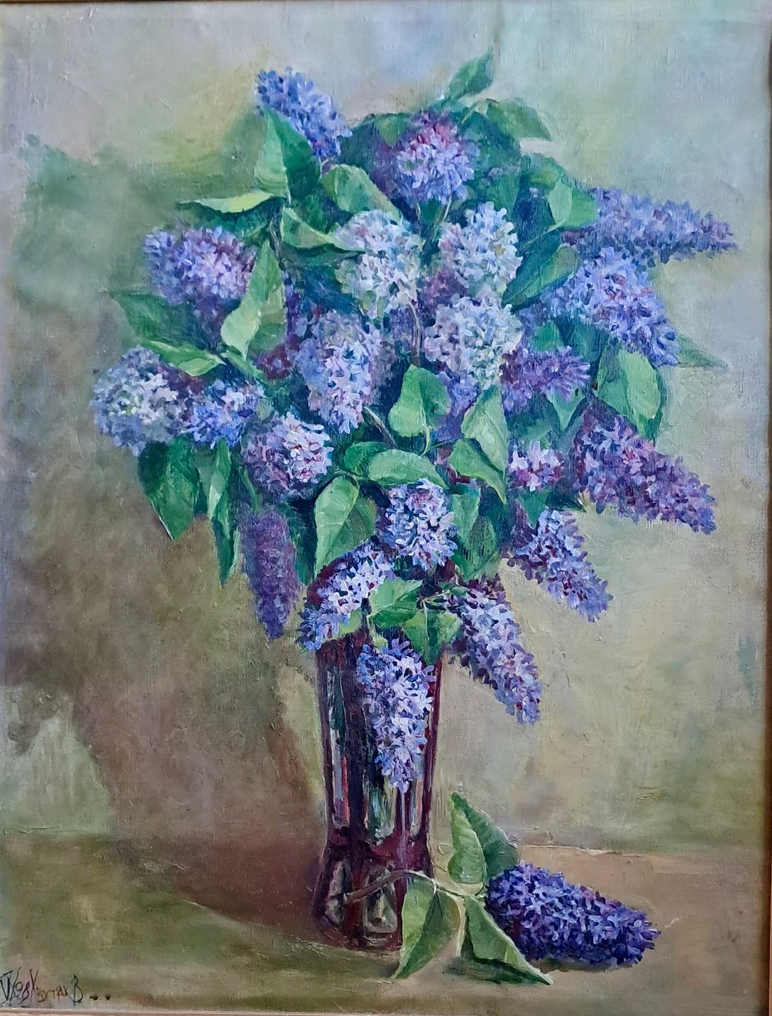 "Lilac" — oil painting on canvas of lilac, 50×67 cm. Ukrainian artist Viktoriia Bezugla